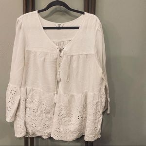 Crown & Ivy Tiered Eyelet Top